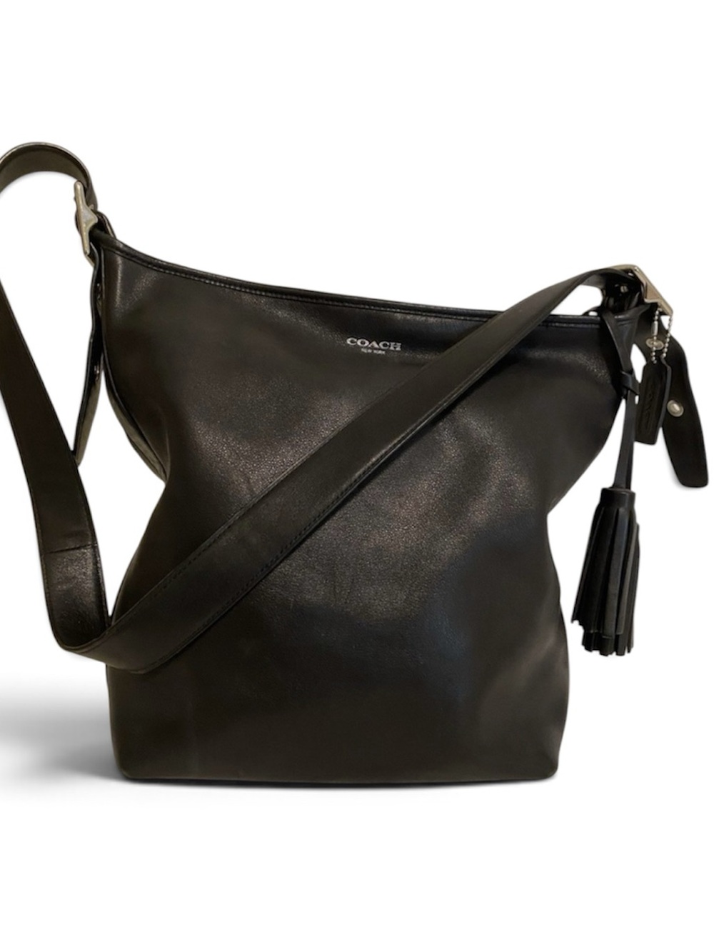 Coach Legacy Leather Tassel Duffle Hobo Bag Black Style 19889
